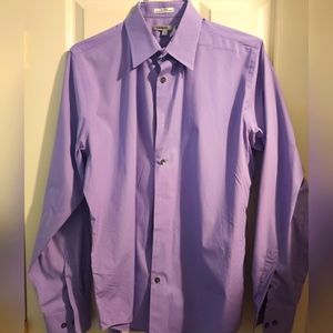 Fitted Stretch Cotton Dress Shirt, Large